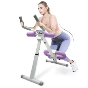 Abdominal Crunch Machine AB Workout Trainers Foldable Full Body Fitness Equipment with Knee & Back Resistance Bands For Home Gym