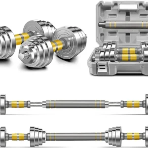 Adjustable Dumbbell Set 44/66/88 LBS, 3-in-1 Steel Weights with Connecting Rod for Home Gym Fitness Training